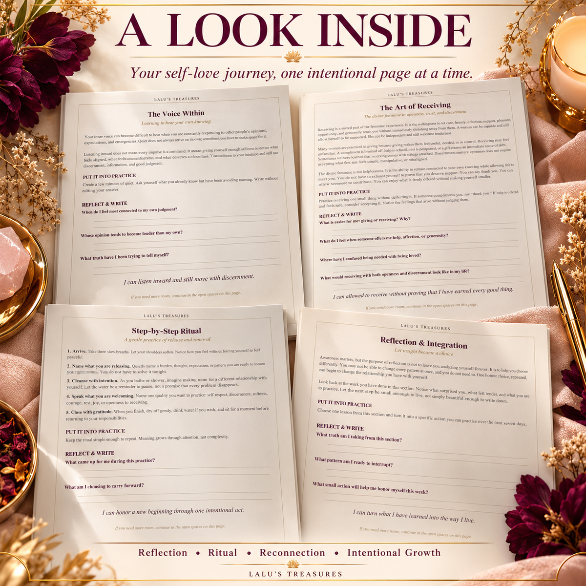 Divine Self Love Journal Prompts Workbook for The Sacred Woman