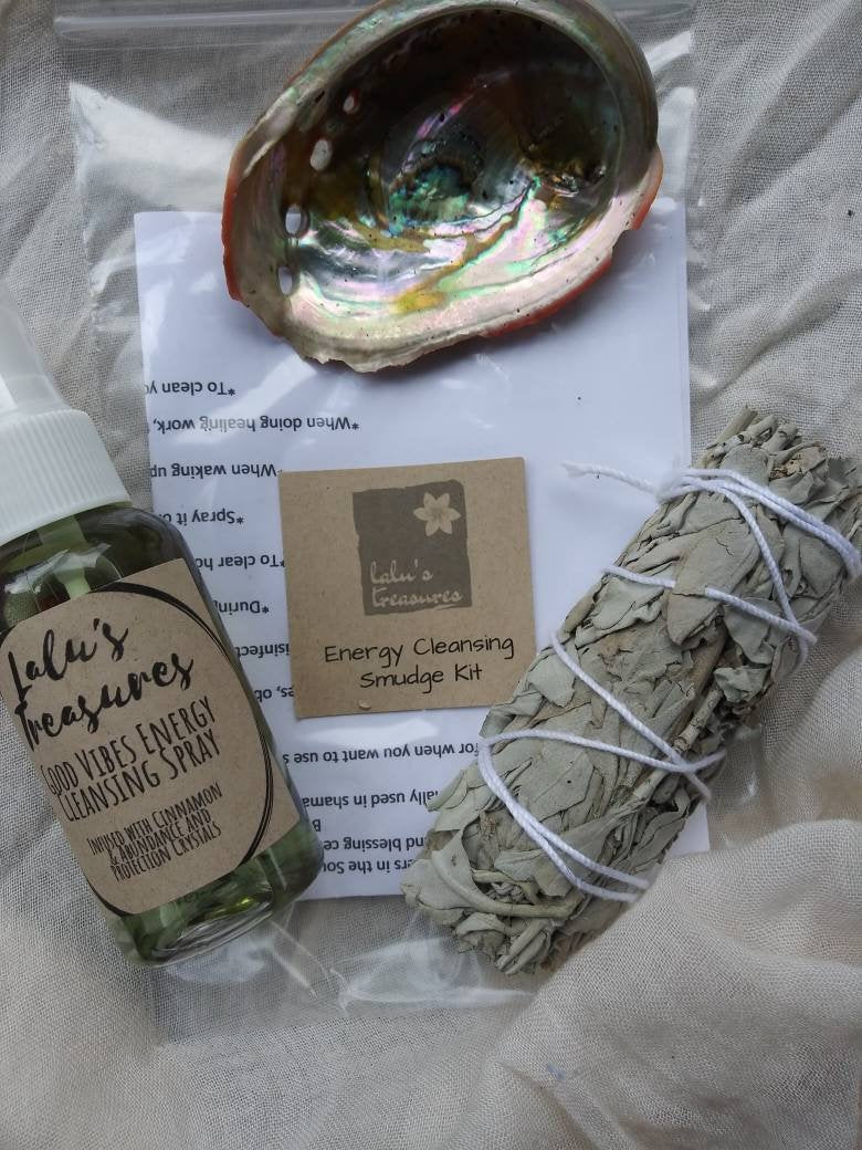 Sage + Good Vibes Spray +Abalone Shell